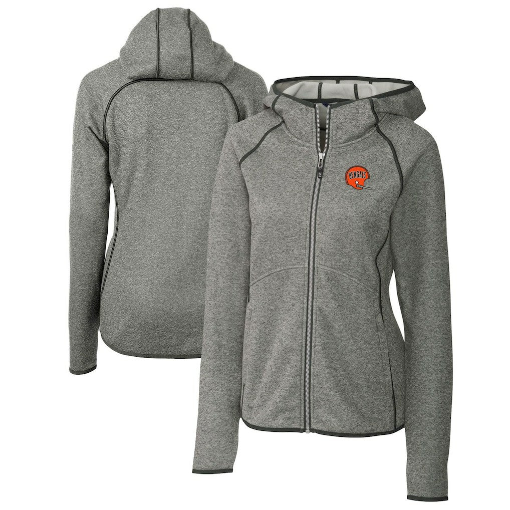 Cincinnati Bengals Cutter & Buck Women's Throwback Logo Mainsail Full-Zip Jacket - Heather Gray - NFL