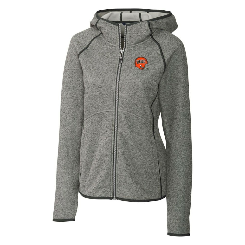 Cincinnati Bengals Cutter & Buck Women's Throwback Logo Mainsail Full-Zip Jacket - Heather Gray - NFL
