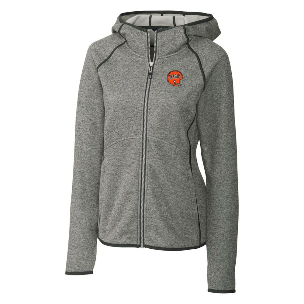 Cincinnati Bengals Cutter & Buck Women's Throwback Logo Mainsail Full-Zip Jacket - Heather Gray - NFL