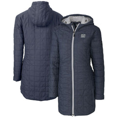 New York Giants Cutter & Buck Women's Throwback Logo Rainier Primaloft Eco Full-Zip Hoodie Long Coat - Heather Navy - NFL