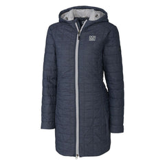 New York Giants Cutter & Buck Women's Throwback Logo Rainier Primaloft Eco Full-Zip Hoodie Long Coat - Heather Navy - NFL