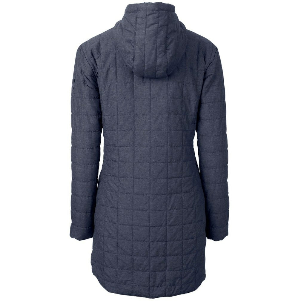 New York Giants Cutter & Buck Women's Throwback Logo Rainier Primaloft Eco Full-Zip Hoodie Long Coat - Heather Navy - NFL