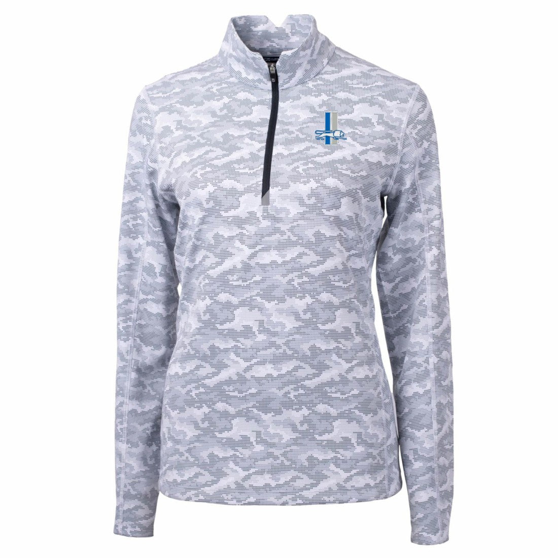 Detroit Lions Cutter & Buck Women's Throwback Logo Traverse Camo Quarter-Zip Pullover Top - Charcoal - NFL