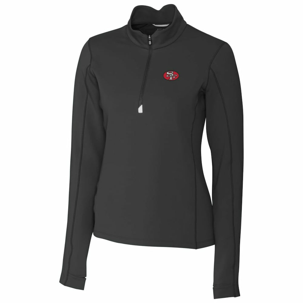 San Francisco 49ers Cutter & Buck Women's Throwback Logo Traverse Stretch Quarter-Zip Pullover Top - Black - NFL