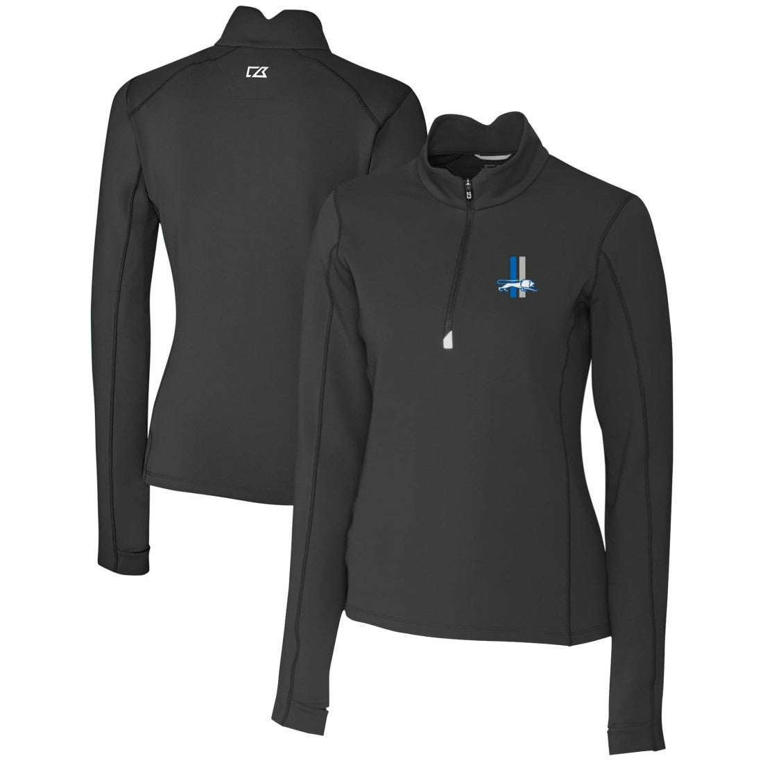 Detroit Lions Cutter & Buck Women's Throwback Logo Traverse Stretch Quarter-Zip Pullover Top - Black - NFL