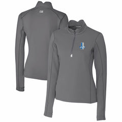 Detroit Lions Cutter & Buck Women's Throwback Logo Traverse Stretch Quarter-Zip Pullover Top - Steel - NFL