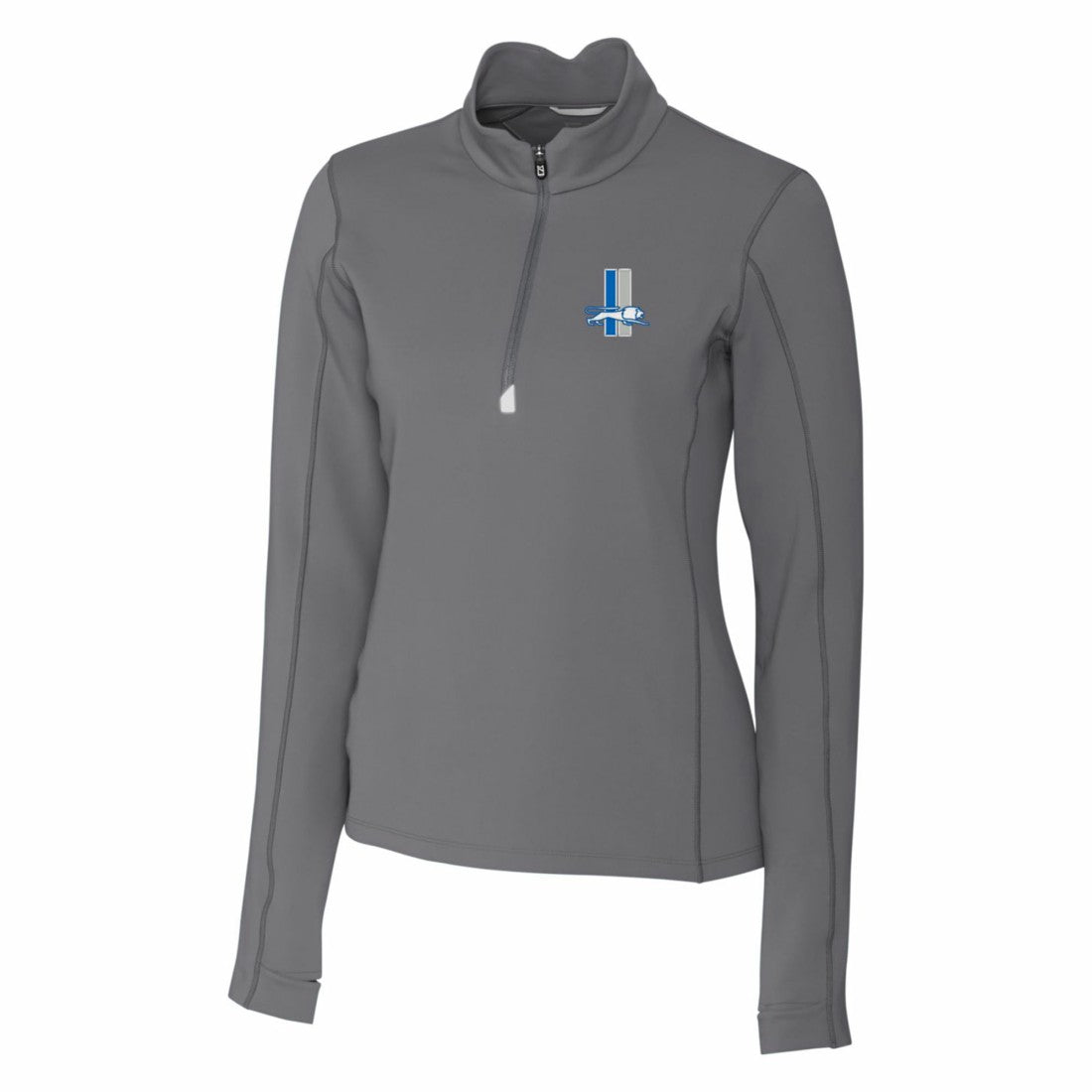 Detroit Lions Cutter & Buck Women's Throwback Logo Traverse Stretch Quarter-Zip Pullover Top - Steel - NFL
