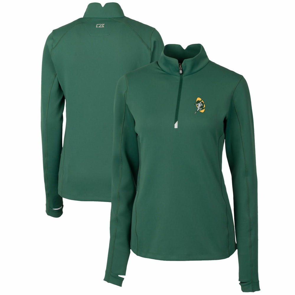 Green Bay Packers Cutter & Buck Women's Throwback Logo Traverse Stretch Quarter-Zip Pullover Top - Green - NFL