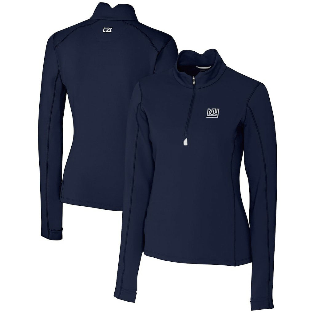 New York Giants Cutter & Buck Women's Throwback Logo Traverse Stretch Quarter-Zip Pullover Top - Navy - NFL