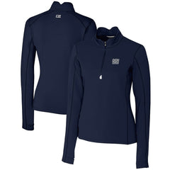 New York Giants Cutter & Buck Women's Throwback Logo Traverse Stretch Quarter-Zip Pullover Top - Navy - NFL