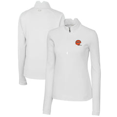 Cincinnati Bengals Cutter & Buck Women's Throwback Logo Traverse Stretch Quarter-Zip Pullover Top - White - NFL