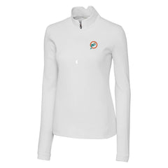 Miami Dolphins Cutter & Buck Women's Throwback Logo Traverse Stretch Quarter-Zip Pullover Top - White - NFL