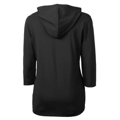 New York Jets Cutter & Buck Women's Throwback Logo Virtue Eco Pique 3/4 Sleeve Half-Zip Pullover Hoodie - Black - NFL