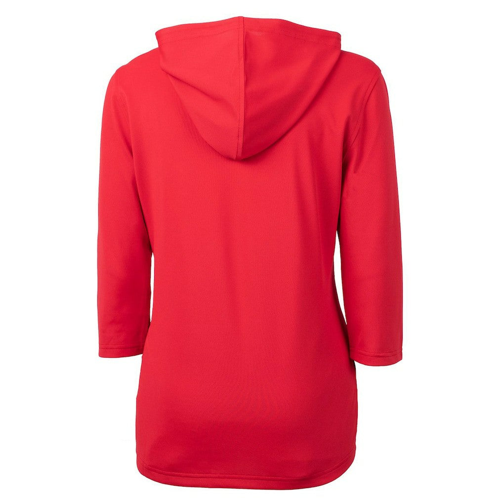 Atlanta Falcons Cutter & Buck Women's Throwback Logo Virtue Eco Pique 3/4 Sleeve Half-Zip Pullover Hoodie - Red - NFL