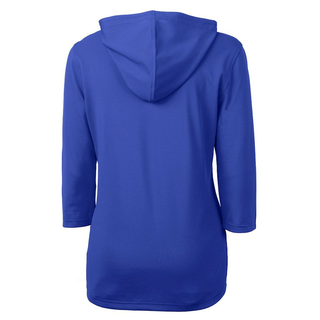 New England Patriots Cutter & Buck Women's Throwback Logo Virtue Eco Pique 3/4 Sleeve Half-Zip Pullover Hoodie - Royal - NFL