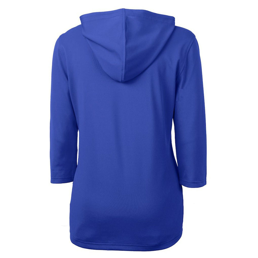 New England Patriots Cutter & Buck Women's Throwback Logo Virtue Eco Pique 3/4 Sleeve Half-Zip Pullover Hoodie - Royal - NFL