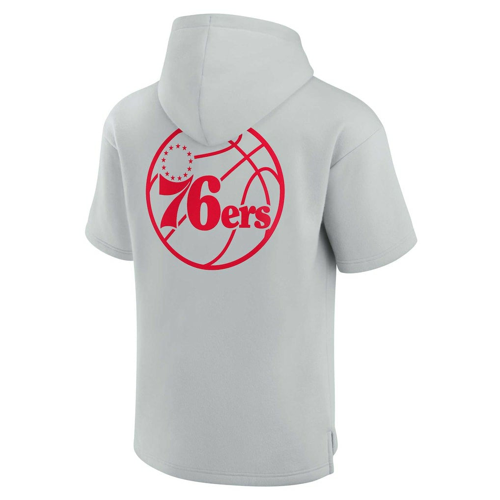 Fanatics Philadelphia 76ers Unisex Elements Super Soft Fleece Short Sleeve Pullover Hoodie Gray