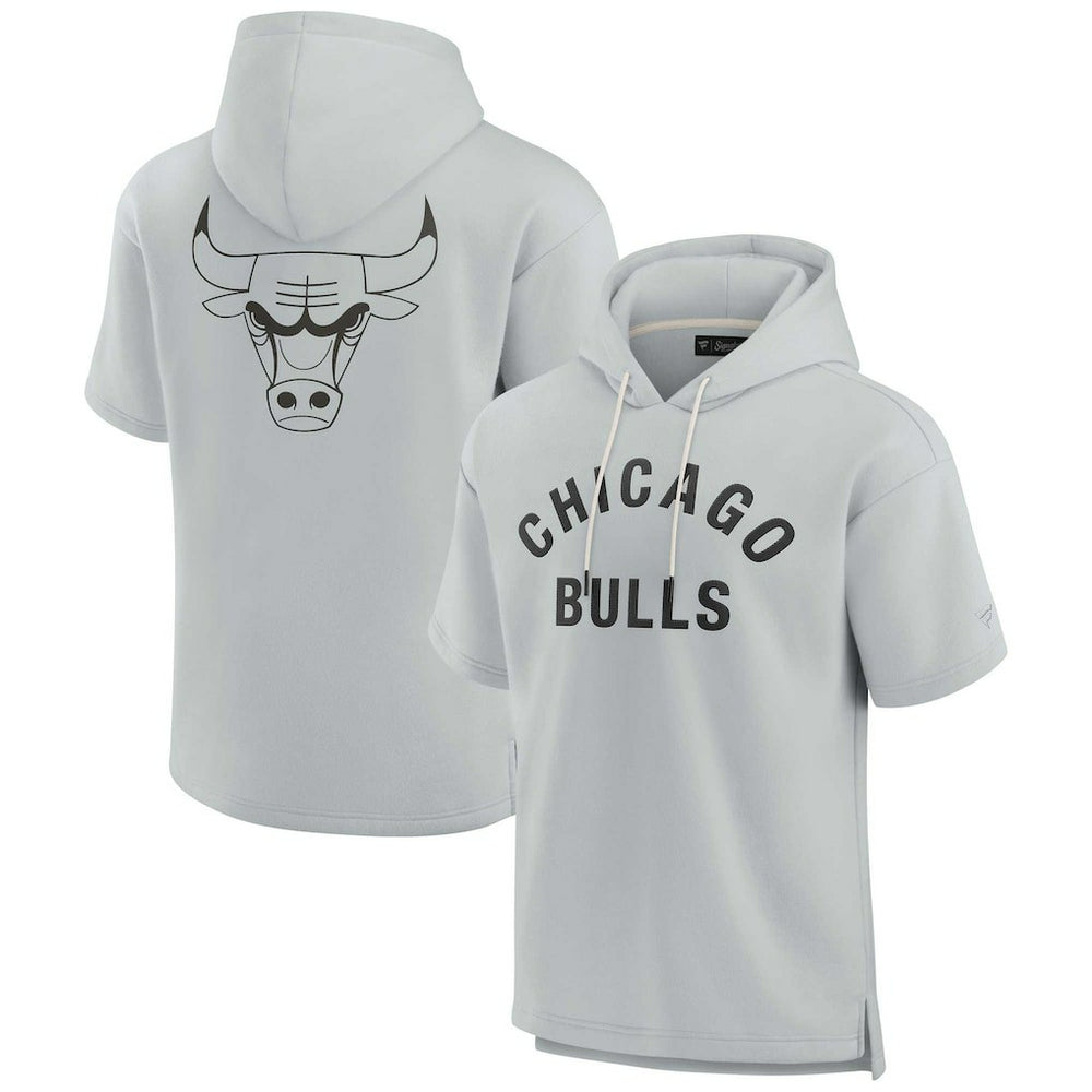 Fanatics Chicago Bulls Unisex Elements Super Soft Fleece Short Sleeve Pullover Hoodie Gray