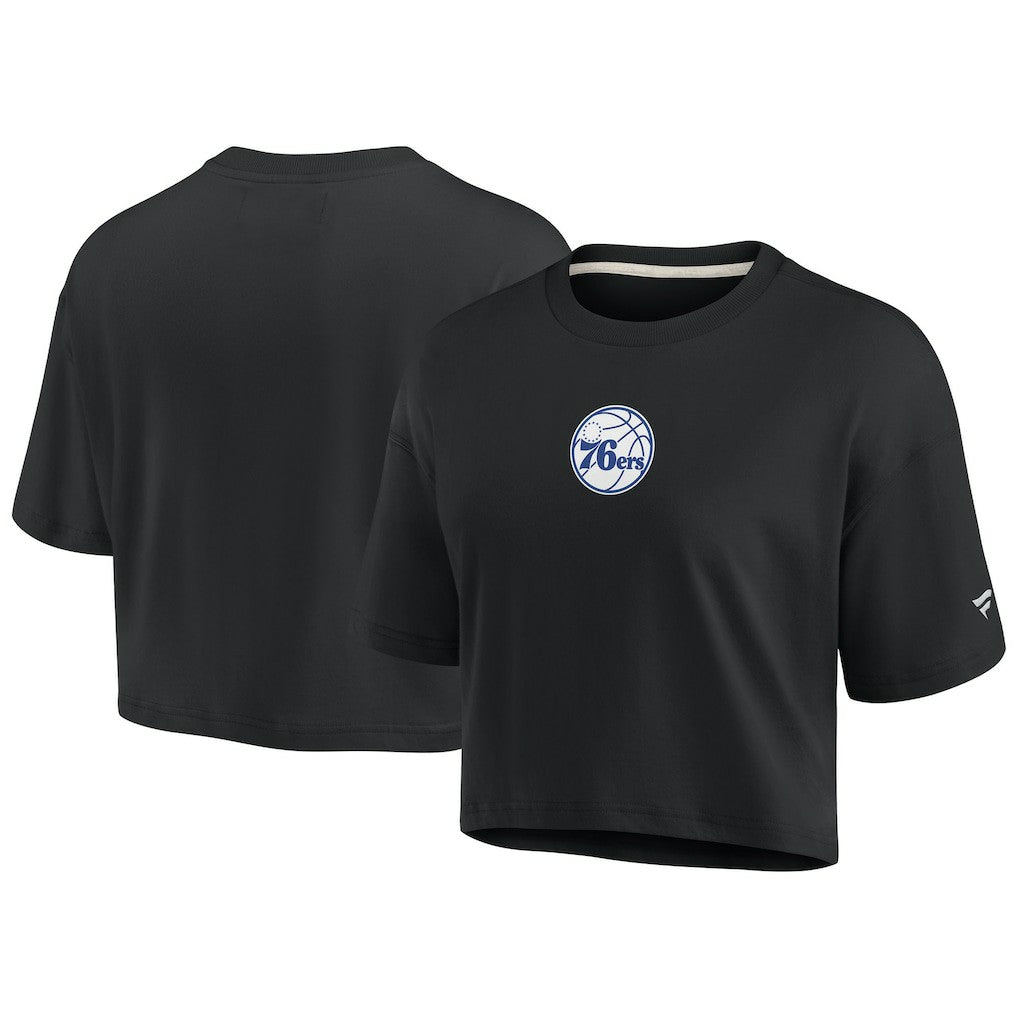 Fanatics Philadelphia 76ers Women's Elements Super Soft Boxy Cropped T-Shirt Black