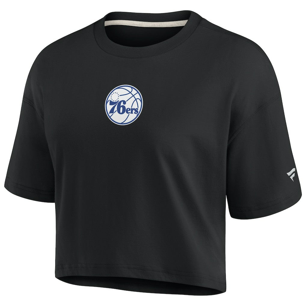 Fanatics Philadelphia 76ers Women's Elements Super Soft Boxy Cropped T-Shirt Black