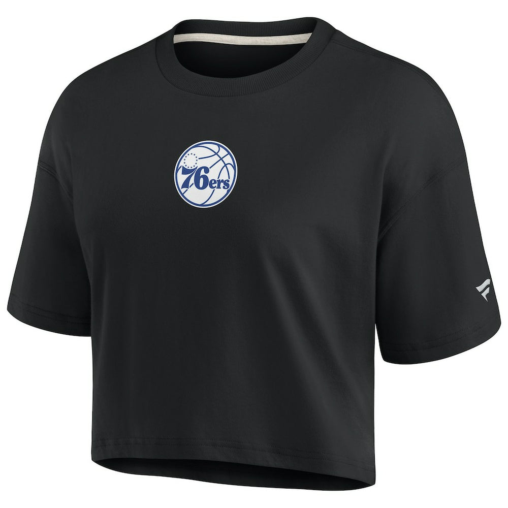 Fanatics Philadelphia 76ers Women's Elements Super Soft Boxy Cropped T-Shirt Black