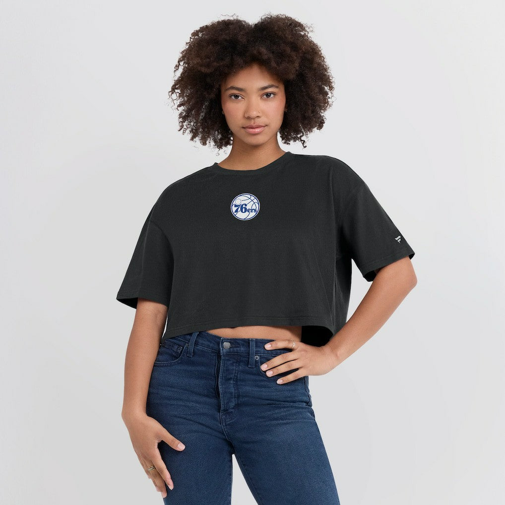 Fanatics Philadelphia 76ers Women's Elements Super Soft Boxy Cropped T-Shirt Black