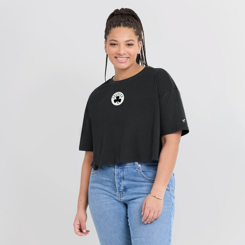 Fanatics Boston Celtics Women's Elements Super Soft Boxy Cropped T-Shirt Black