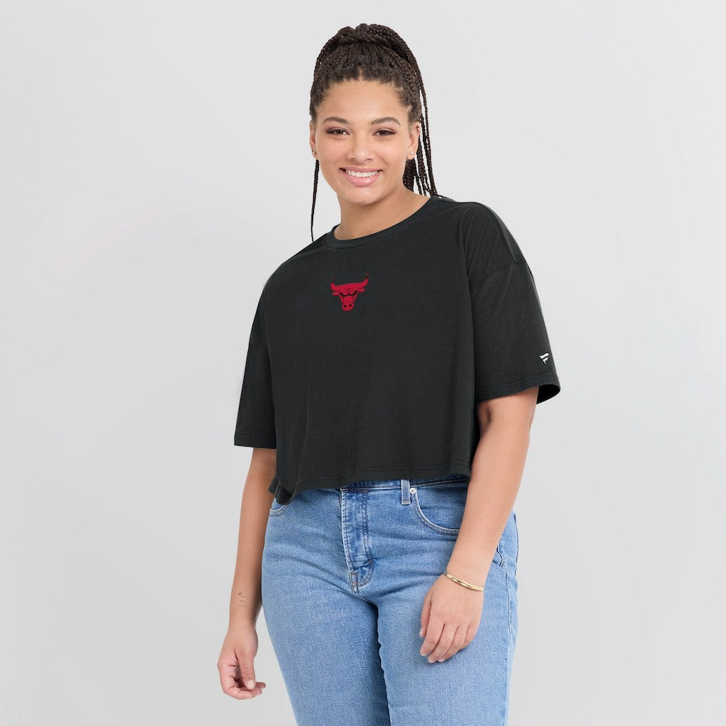 Fanatics Chicago Bulls Women's Elements Super Soft Boxy Cropped T-Shirt Black