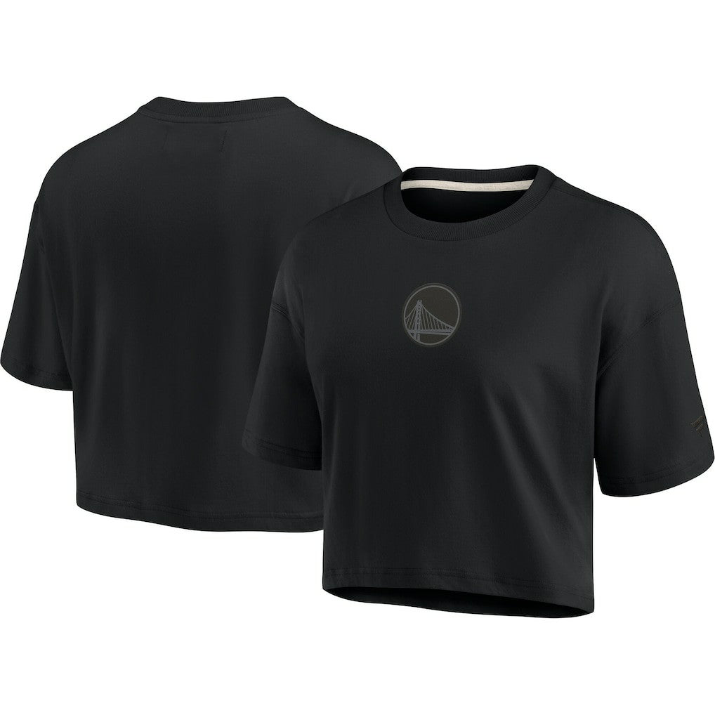 Fanatics Golden State Warriors Women's Elements Super Soft Boxy Cropped T-Shirt Black