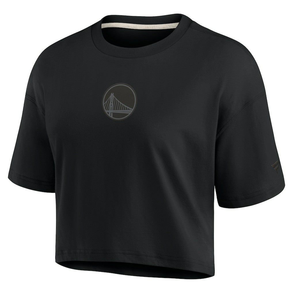 Fanatics Golden State Warriors Women's Elements Super Soft Boxy Cropped T-Shirt Black