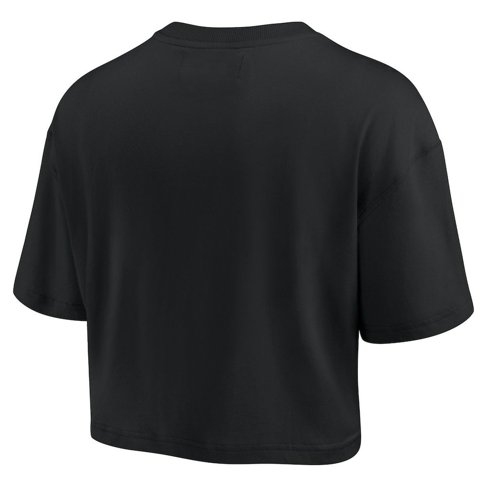 Fanatics Golden State Warriors Women's Elements Super Soft Boxy Cropped T-Shirt Black