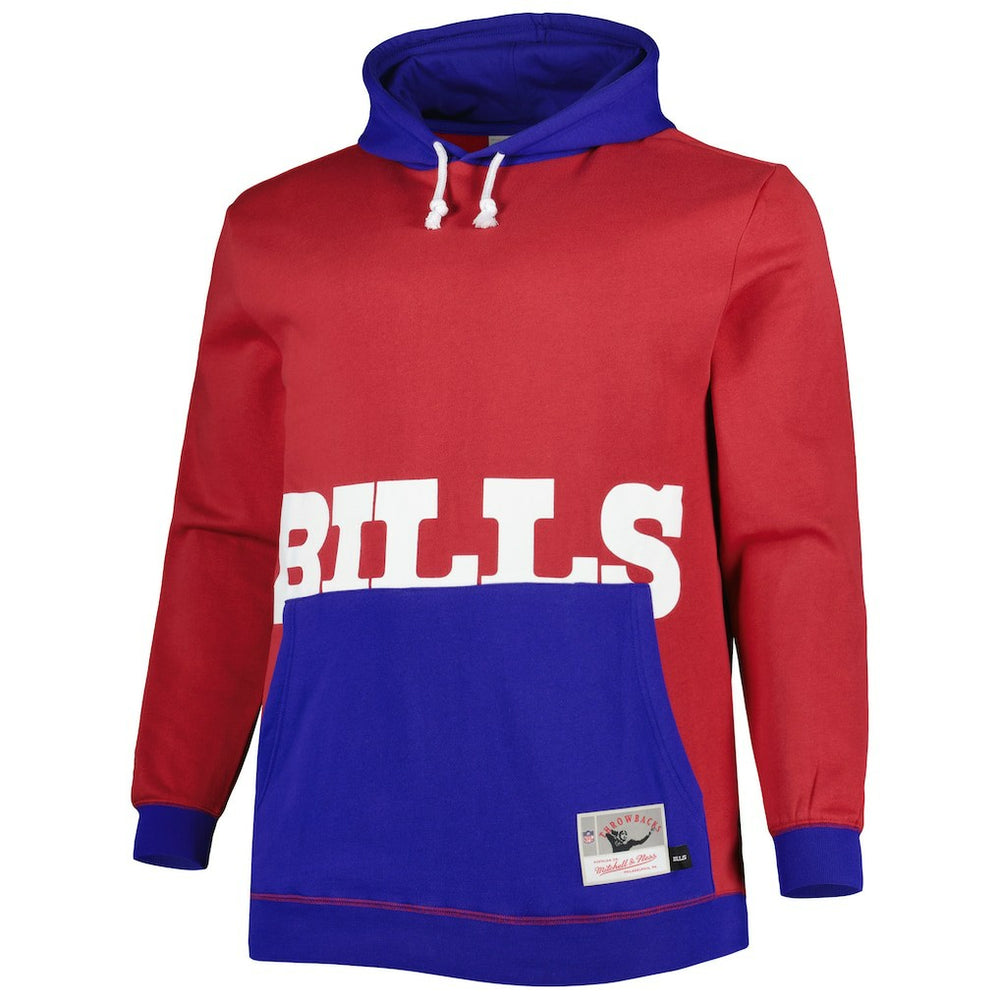 Buffalo Bills Big & Tall Big Face Pullover Hoodie - Red/Royal - Mitchell & Ness