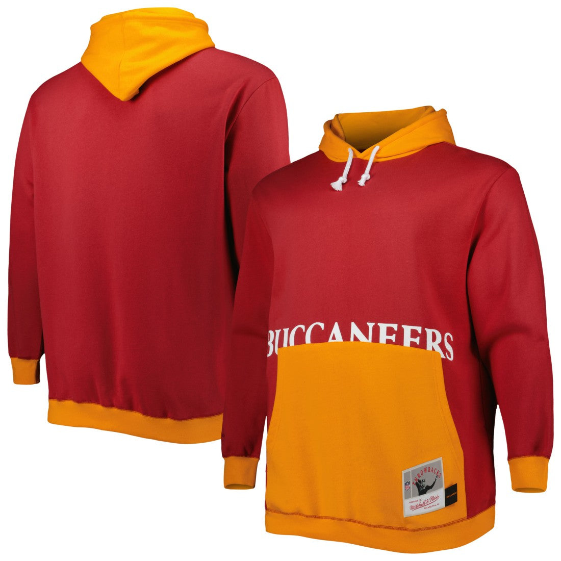 Tampa Bay Buccaneers Big & Tall Big Face Pullover Hoodie - Red/Orange - Mitchell & Ness