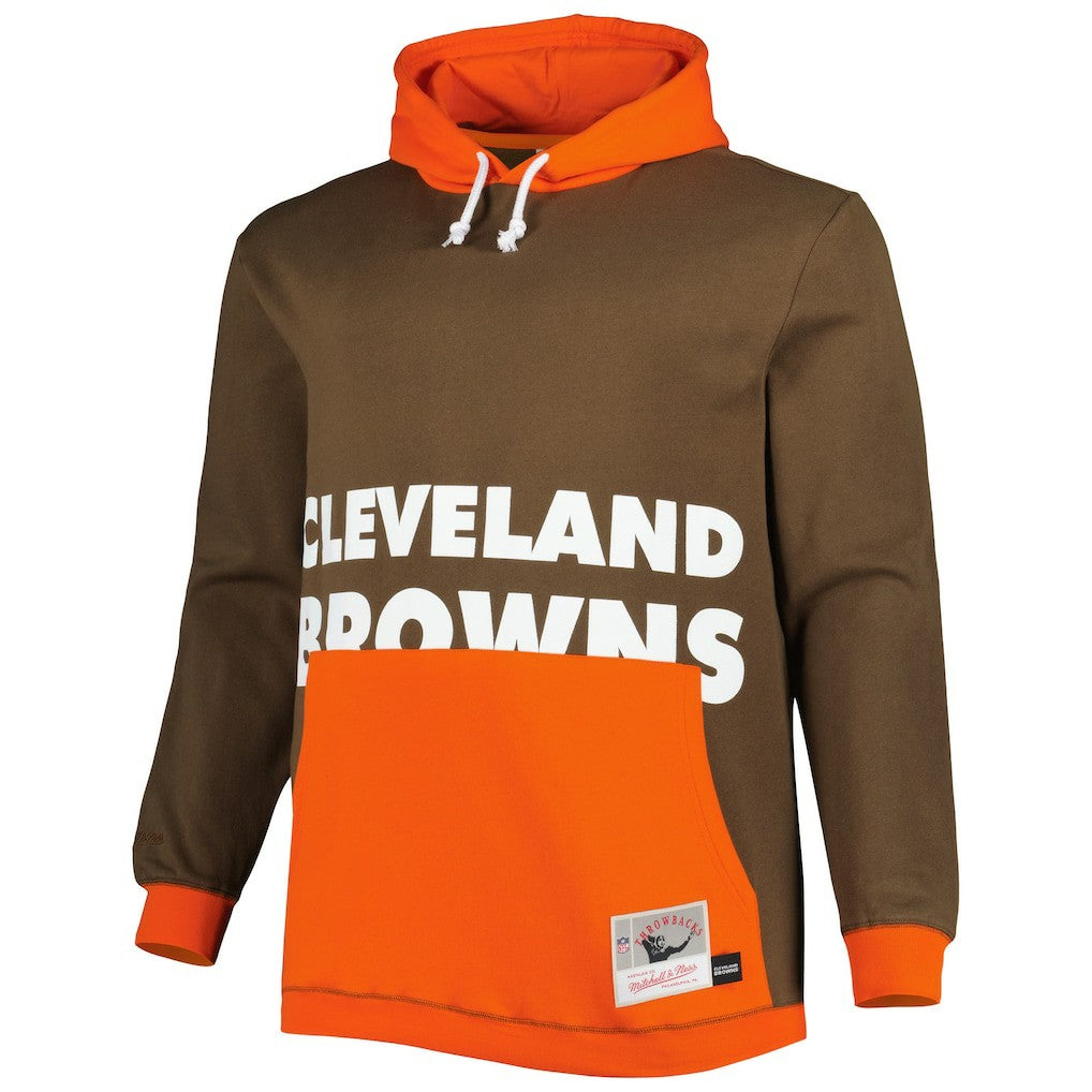 Cleveland Browns Big & Tall Big Face Pullover Hoodie - Brown/Orange - Mitchell & Ness