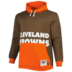 Cleveland Browns Big & Tall Big Face Pullover Hoodie - Brown/Orange - Mitchell & Ness