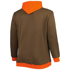 Cleveland Browns Big & Tall Big Face Pullover Hoodie - Brown/Orange - Mitchell & Ness