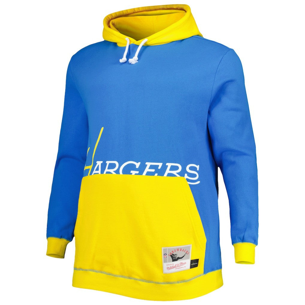 Los Angeles Chargers Big & Tall Big Face Pullover Hoodie - Powder Blue/Gold - Mitchell & Ness