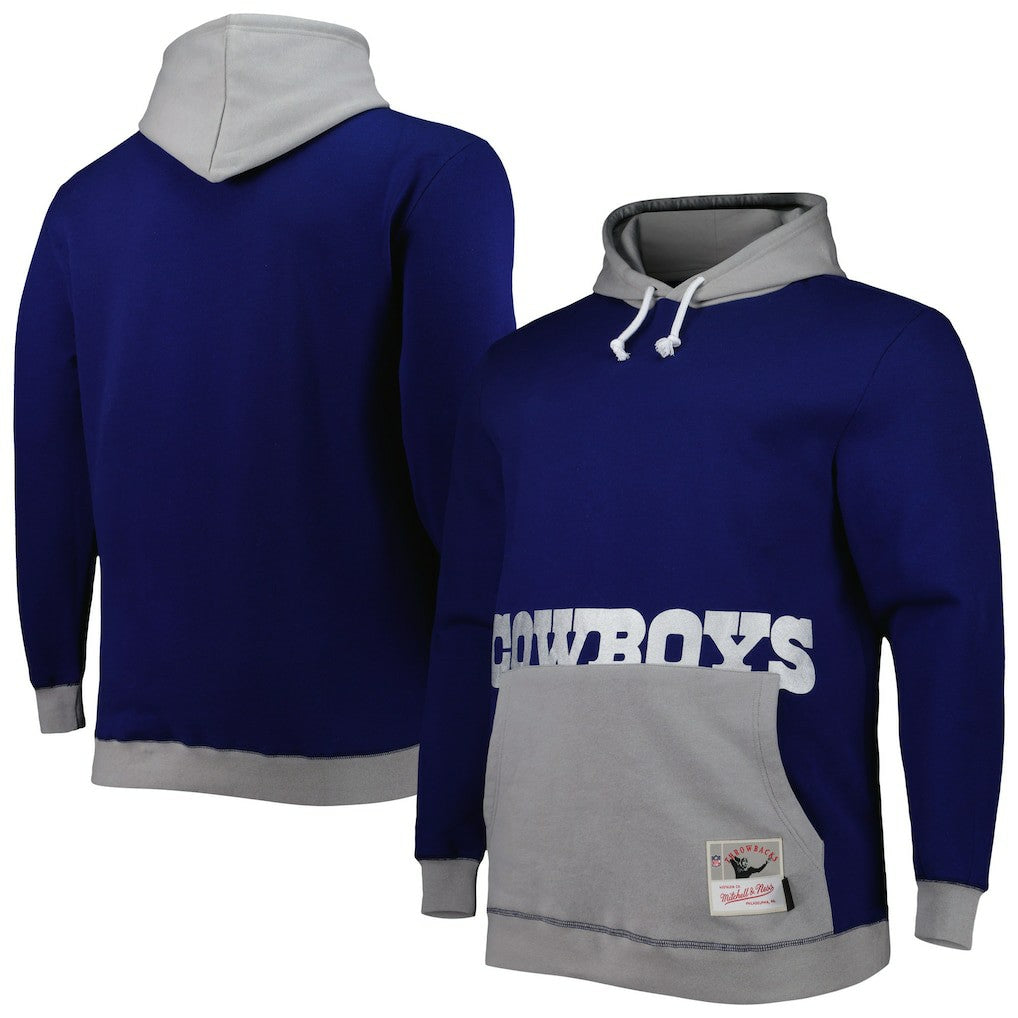 Dallas Cowboys Big & Tall Big Face Pullover Hoodie - Navy/Silver - Mitchell & Ness