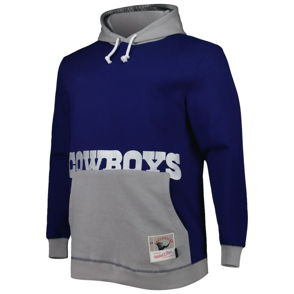 Dallas Cowboys Big & Tall Big Face Pullover Hoodie - Navy/Silver - Mitchell & Ness