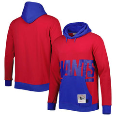 New York Giants Big & Tall Big Face Pullover Hoodie - Red/Royal - Mitchell & Ness