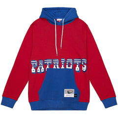 New England Patriots Big & Tall Big Face Pullover Hoodie - Red/Navy - Mitchell & Ness