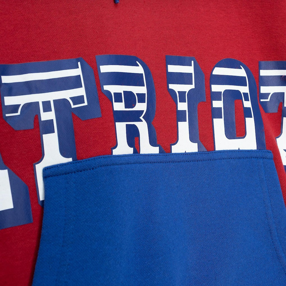 New England Patriots Big & Tall Big Face Pullover Hoodie - Red/Navy - Mitchell & Ness