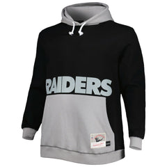 Las Vegas Raiders Big & Tall Big Face Pullover Hoodie - Black/Silver - Mitchell & Ness