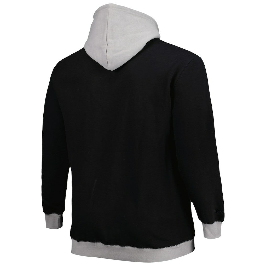 Las Vegas Raiders Big & Tall Big Face Pullover Hoodie - Black/Silver - Mitchell & Ness