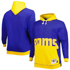 Los Angeles Rams Big & Tall Big Face Pullover Hoodie - Royal/Gold - Mitchell & Ness
