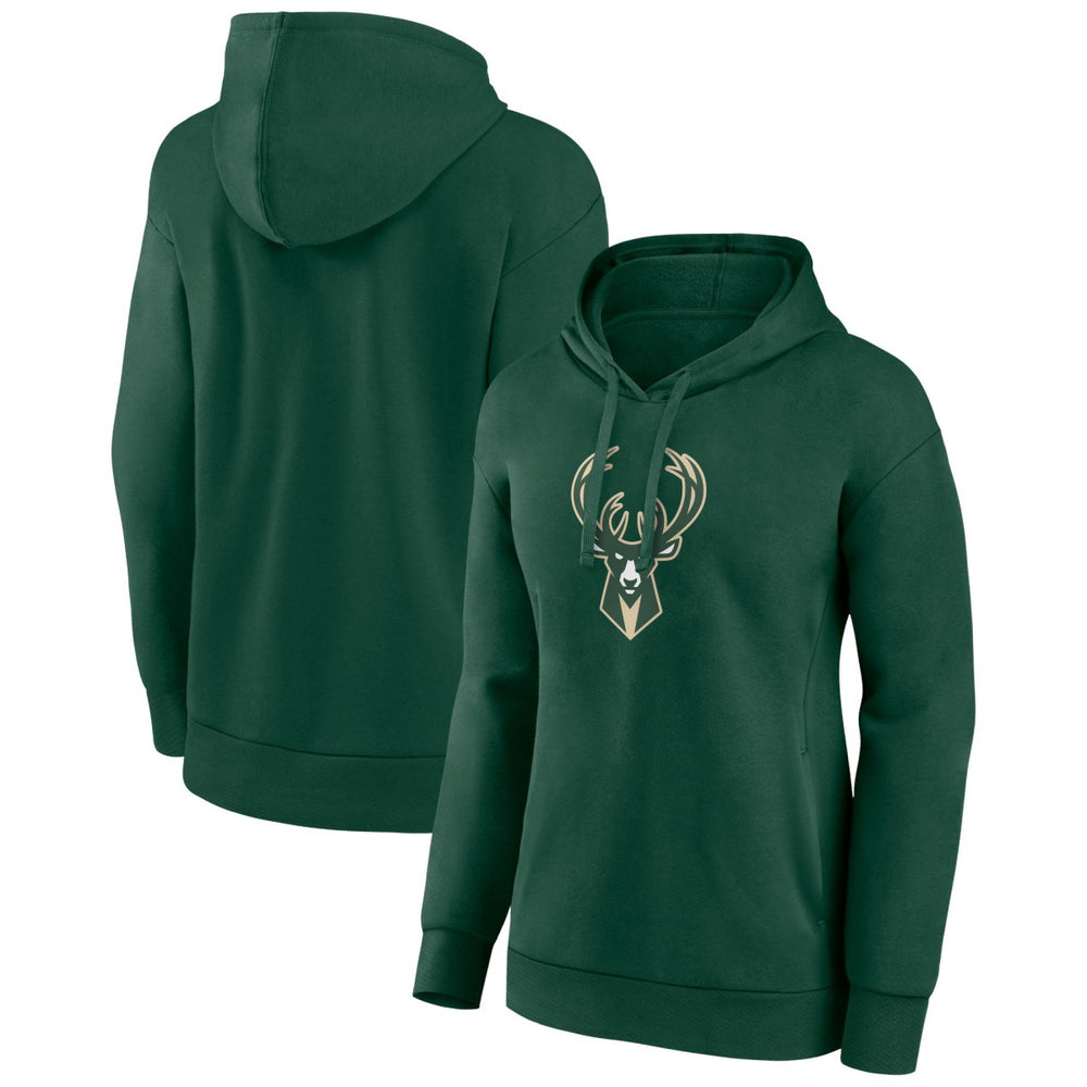 Milwaukee Bucks Women's Team Primary Logo Pullover Hoodie Hunter Green