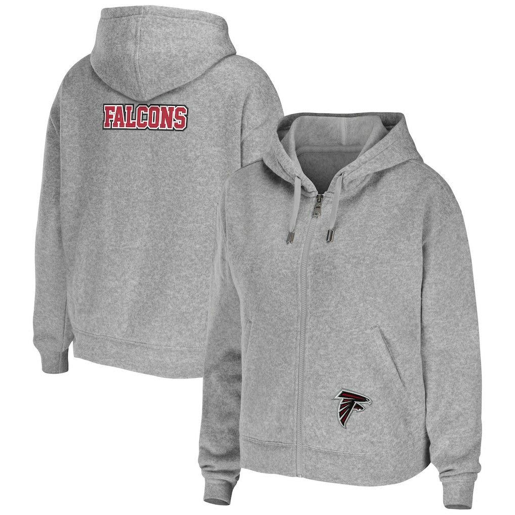 Atlanta Falcons WEAR by Erin Andrews Women's Team Full-Zip Hoodie - Heathered Gray - NFL