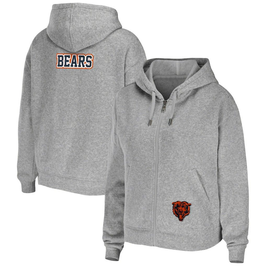 Chicago Bears WEAR by Erin Andrews Women's Team Full-Zip Hoodie - Heathered Gray - NFL