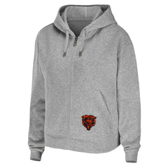 Chicago Bears WEAR by Erin Andrews Women's Team Full-Zip Hoodie - Heathered Gray - NFL