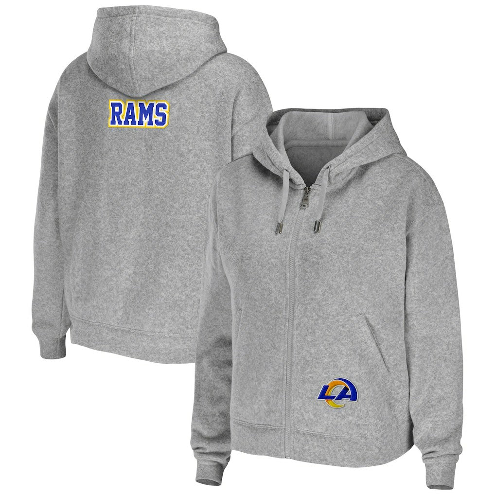 Los Angeles Rams WEAR by Erin Andrews Women's Team Full-Zip Hoodie - Heathered Gray - NFL